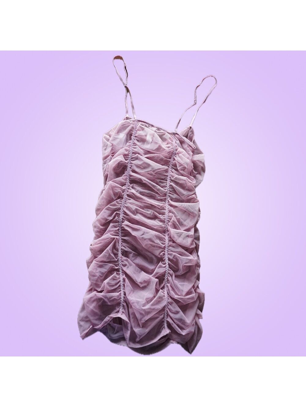 NWT Auden Women's Small Mauve Sheer Ruched Bodycon Slip Dress - $35